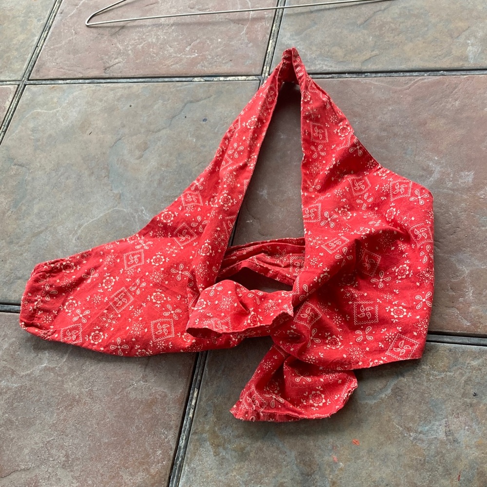 Y2K Vintage. Red Bandana Print Halter Top - Picture 2 of 7